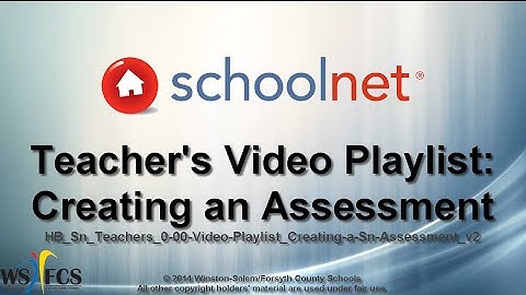 About This Video Playlist: Creating a Schoolnet Assessment