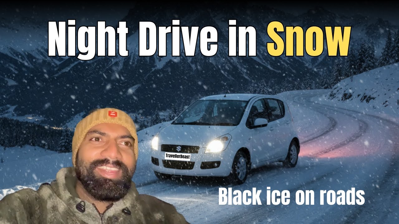 Haripurdhar mein ki Snow drive raat ko || Black ❄️ice on roads😱 || Haripurdhar Road Closed