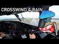 Boeing 737 | Rain and wind landing in Charleroi | 4K Cockpit view