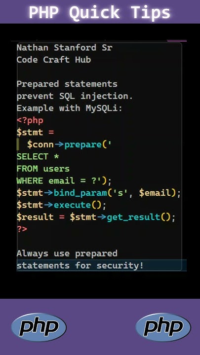 PHP Quick Tips Prevent SQL Injections - YouTube
