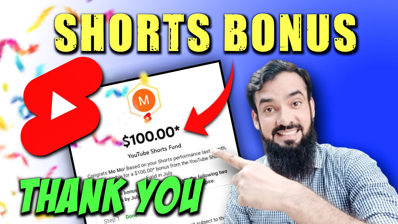 Congratulations🎉 ! YouTube Shorts Bonus मिल गया  💌$100.00* !! YouTube Shorts Bonus