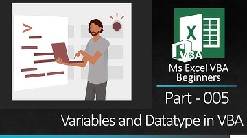 MsExcel VBA Beginners Part 005 VBA Variables and Datatype