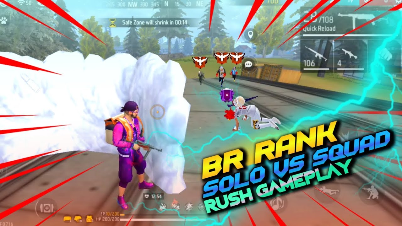 Free Fire 🔥 Solo VS Squad Gameplay | Free Fire Rush Gameplay 2024 - YouTube
