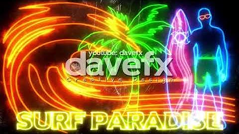 DAVE FX - Colorful Burning Neon Surf Paradise Motion Background Backdrop