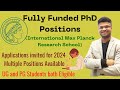 Fully funded ppositions 2024  international max planck research school  ugpg presearch