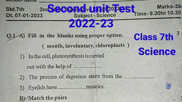 Second unit Test | Class 7th Science | 2022-23