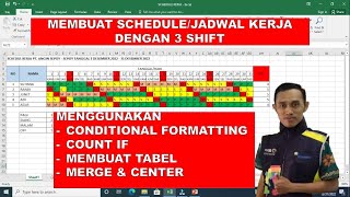 MEMBUAT SCHEDULE KERJA 3 SHIFT DENGAN CONDITIONAL FORMATTING || COUNTIF || PENGATURAN TABEL