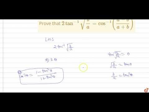 Prove that `2 tan^(-1) sqrt(b/a) =cos^(-1) ((a-b)/(a+b))`