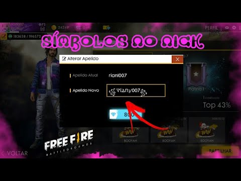 Como mudar nome no Free Fire e colocar símbolos no nick