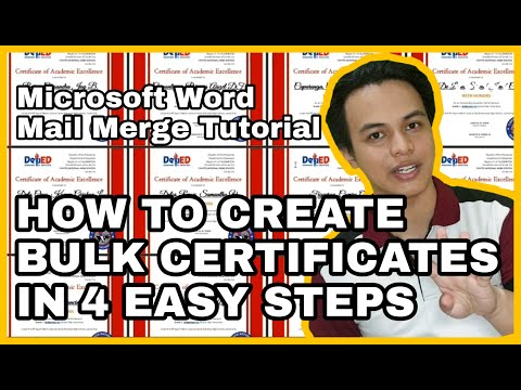 HOW TO CREATE BULK CERTIFICATES IN 4 EASY STEPS | Microsoft Office Mail Merge (Tagalog) [TUTORIAL]