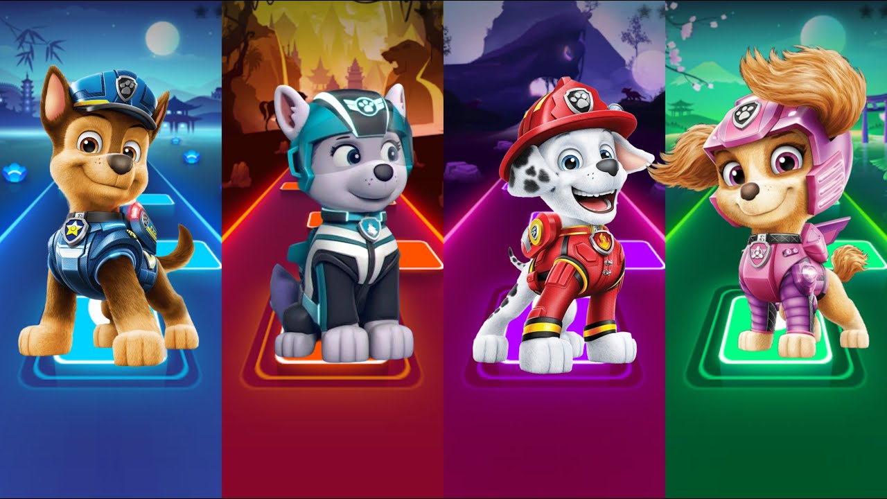 Paw Patrol-Chase vs Everest | Marshall vs Skye Tiles Hop EDM Rush