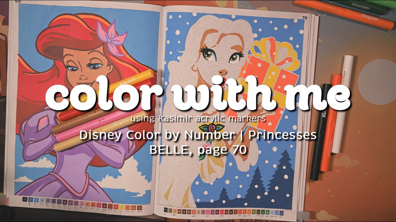 COLOR WITH ME | Disney Princesses Color by Number | Belle, page 70