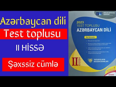 Şəxssiz cümlə (izah) - Azərbaycan dili test toplusu 2-ci hissə