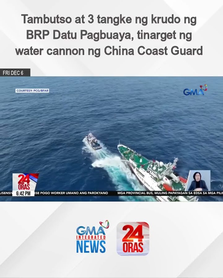 Tambutso at 3 tangke ng krudo ng BRP Datu Pagbuaya, tinarget ng water cannon ng China... | 24 Oras