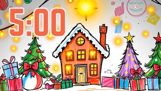 5 Minute Christmas Timer | Holiday Countdown | Cute Colorful Christmas Scene