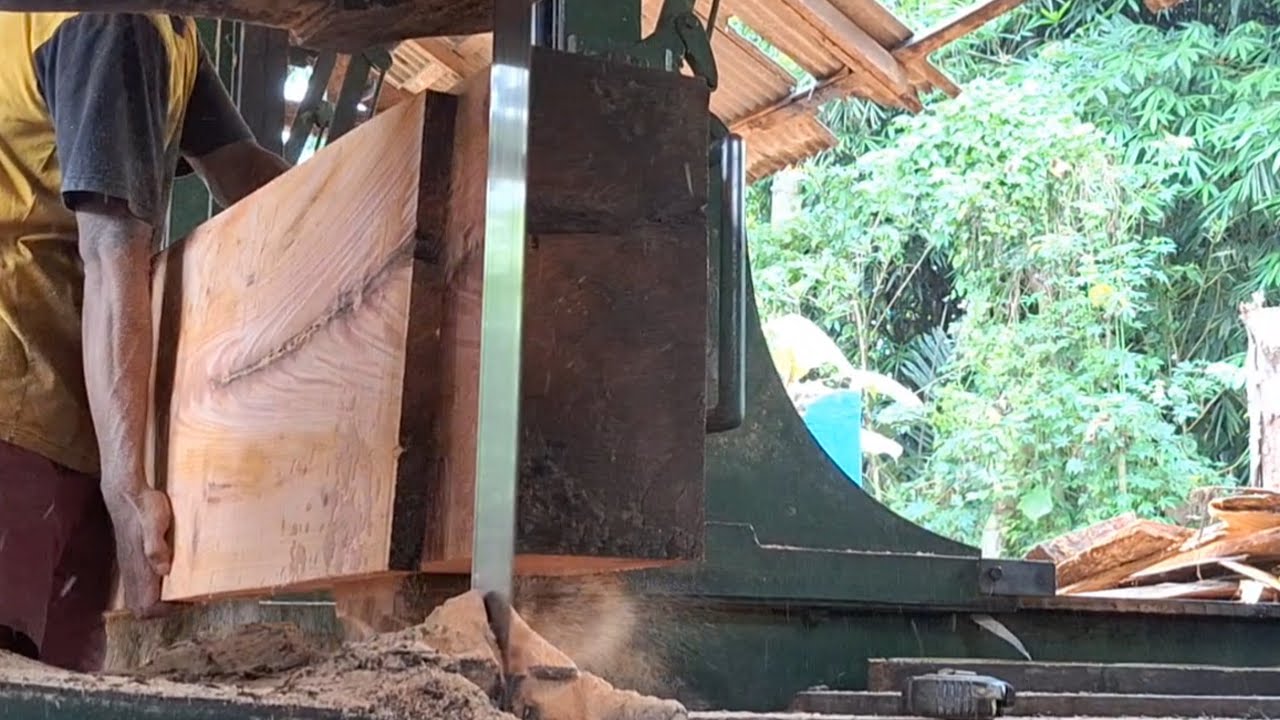 One by one the beautiful boards are created in the sawmill 