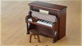 木製アンティークオルゴール　アップライトピアノ