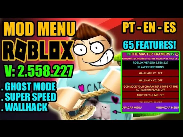 ROBLOX MOD MENU 2.546.522 (Wallh4ck + Ghost Mode + Super Velocidade + Lag  Players + 60 FEATURES!) 