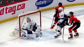 Andrei Vasilevskiy in action during the Lightning @ Senators hockey game