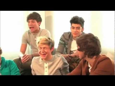 Niall laughing at Harry when he said Caroline was hot.