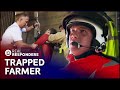 Farmer Trapped After Falling Through Rotten Floorboards | Helicopter ER | Real Responders