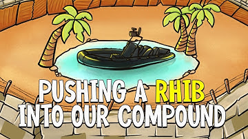 Pushing a RHIB Boat on Land into our Oasis in Rust
