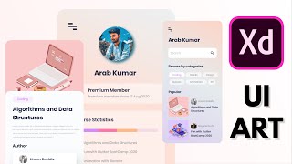 Online Course App UI Design in Adobe XD | SpeedArt | Simple | Clean | UI screenshot 1