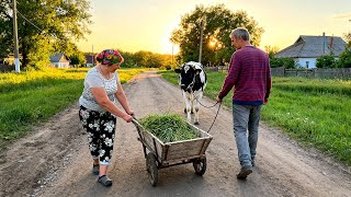 Hard Work in a Ukrainian Village | Herding Cows and Goats All Day