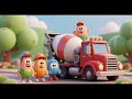 Red Truck and Cement Mixer Friends Nursery Rhyme Kids Song