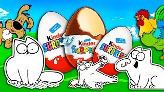 SIMON'S CAT KINDER SURPRISE EGGS\ Learn Animals & Animal Sounds + Кот Саймон и животные