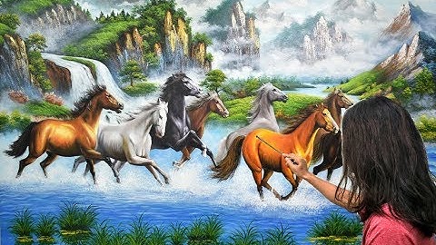 Tranh bát mã (mã đáo thành công)_Trính đoạn trong K.học vẽ tranh tường_Web: hocve.net_ĐT:0969033288