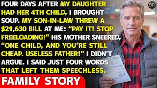 My Son-in-Law Threw the Hospital Bill at Me After My Daughter Had Her 4th Child—Then I Said 4 Words.