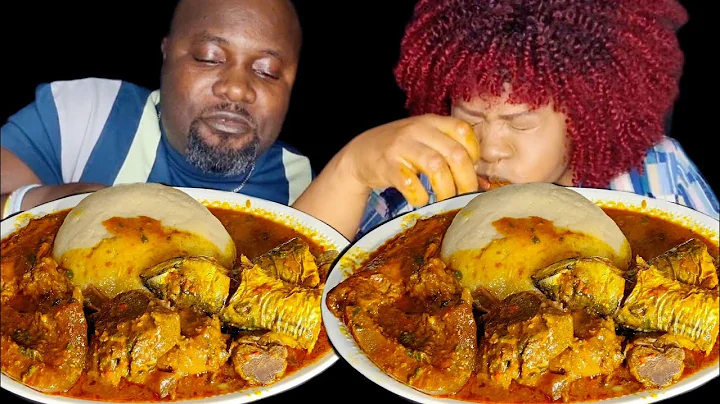 ASMR FOOD MUKBANG AND FUFU WITH COWSKIN ASSORTED MEAT OGBONO SOUP SOUND EATING