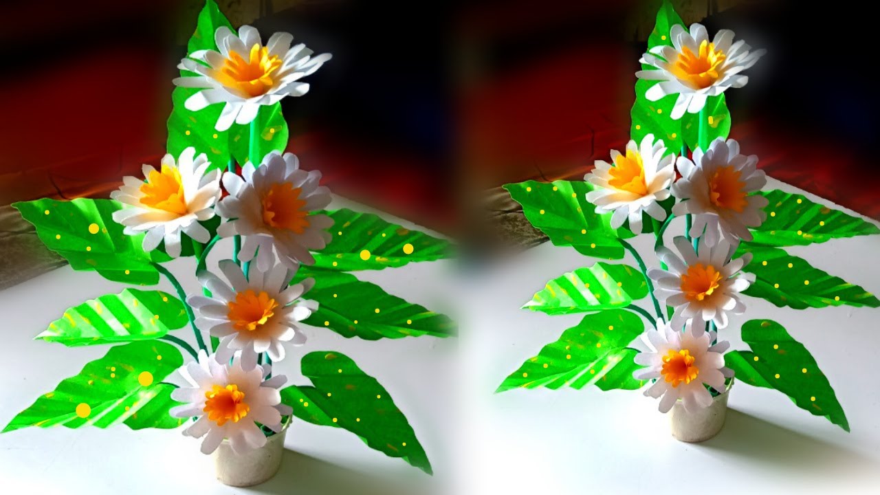 how to make artificial flowers at home with paper / diy home decoration  paper flower 