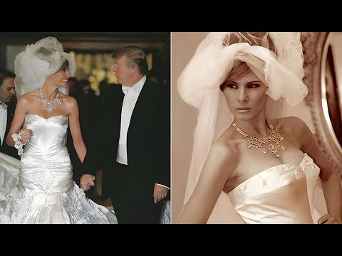 melania trump's wedding dress Melania Trump modelled $100k crystal-embellished wedding dress