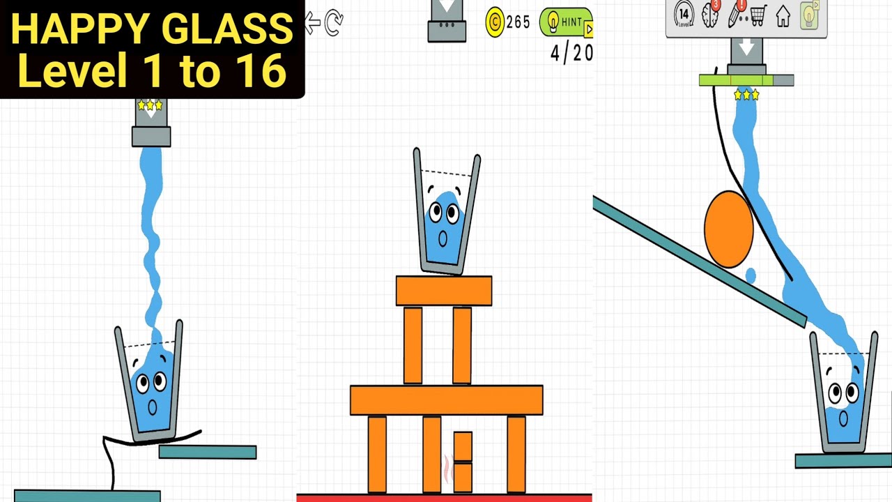 Happy Glass ✪ Level 1-16 ✪ ⭐⭐⭐ 3 Star ✪ Gameplay