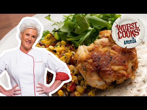 How to Make Crab Cakes with Anne Burrell | Worst Cooks in America | Food Network