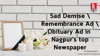 Book Obituary ad/ Death Announcement/ Sad Demise Ad in Nagpur's Leading Newspapers. #inlovingmemory