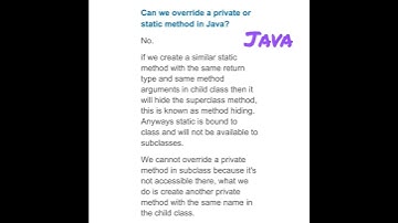 Can we override private or static method in Java? @javasip-official