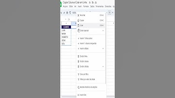 Copiar Registros de Coluna e COLAR em Linha no Google Sheets #shorts