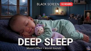 Mozart Lullaby for Deep Sleep 🎼 10 Hours Womb Sounds Heartbeat | Black Screen White Noise