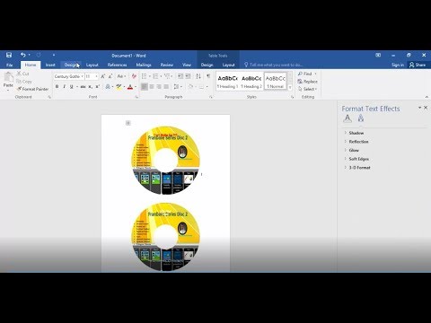 How to design a DVD label in Microsoft Word 2016