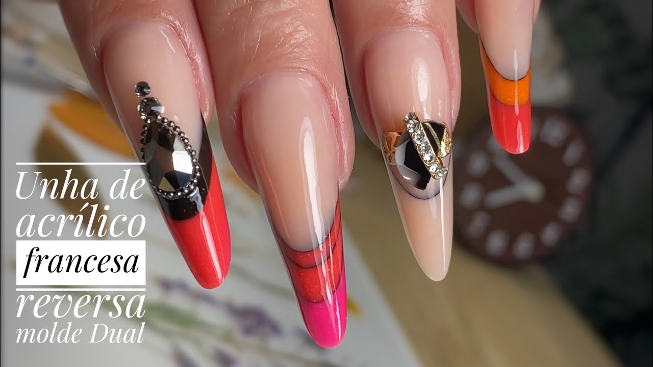 Акриловый ноготь в форме DUAL (f1) с меловой смесью