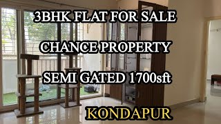 3BHK[1700]Sft[60]Uds semi gated Flat For sale in Kondapur Hyderabad 