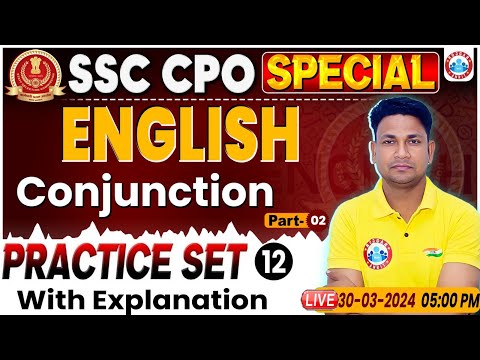 SSC CPO 2024 | SSC CPO English Practice Set 12, Conjunctions English Class, SSC CPO English Class