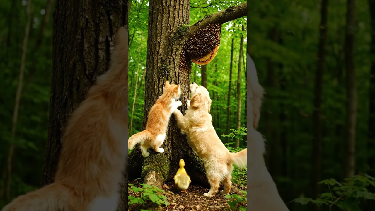 Kitten, Puppy & Duckling vs. Beehive 🐝🤣 | Funny Animal Adventure