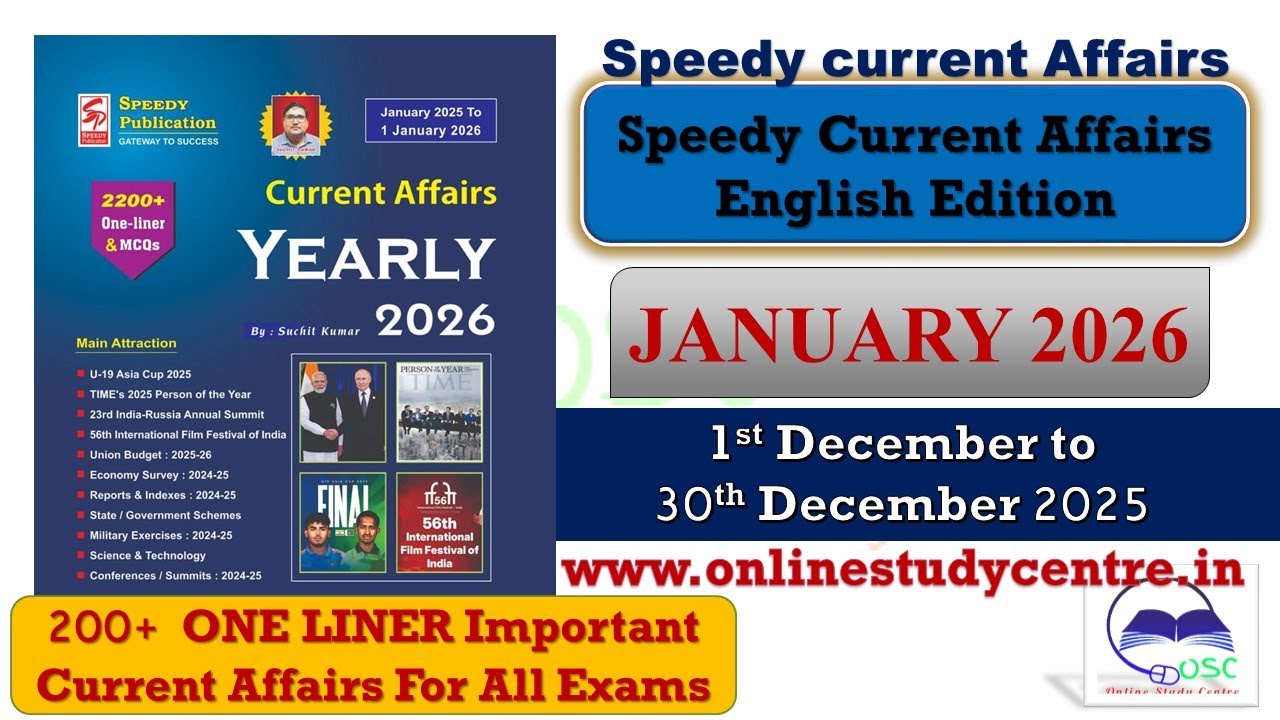 Speedy current Affairs jANUARY 2026 in English | One Liner Current ...