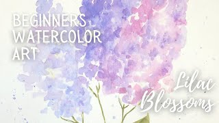How to Paint Watercolor Lilac Flowers - Easy Beginners Real Time Step by Step Painting Art Tutorial