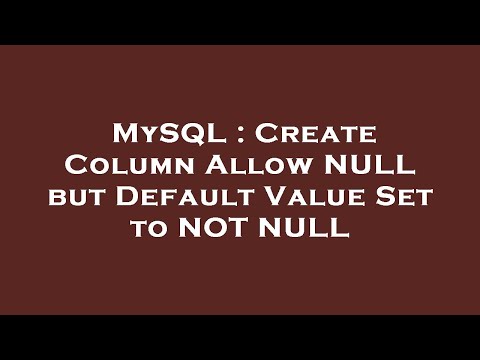 MySQL : Create