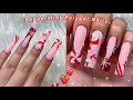 PEPPERMINT CHRISTMAS POLYGEL NAILS❤️ EASY POLYGEL APPLICATION + WINTER NAIL DESIGN! | Nail Tutorial